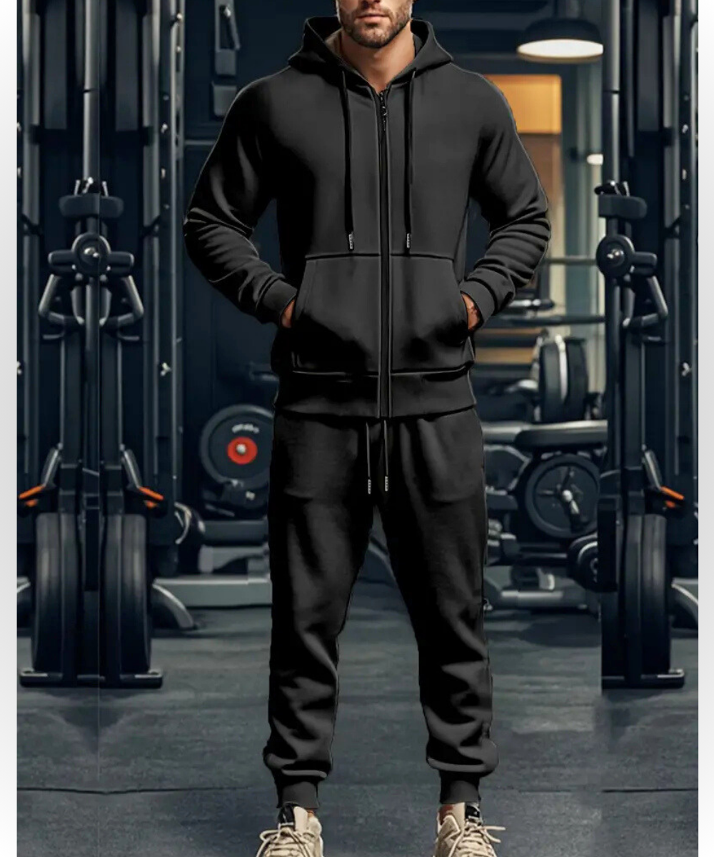 Zip-Front Hoodie with Track Pants